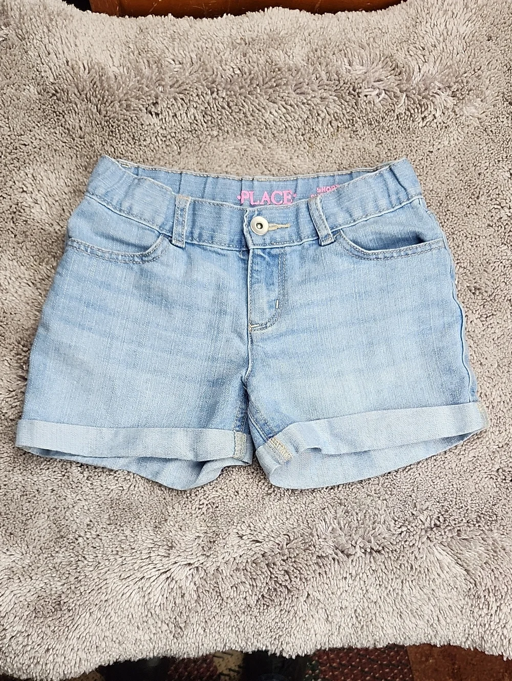 The Children's Place Light Wash Denim Rolled Cuff Shorts